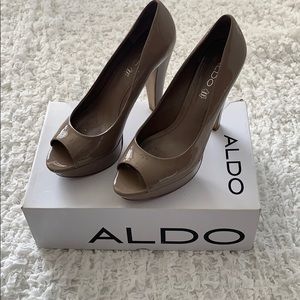ALDO Tan platform peep toe heels